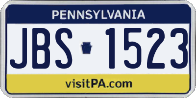 PA license plate JBS1523