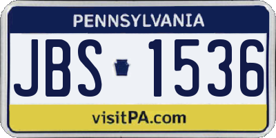 PA license plate JBS1536