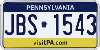PA license plate JBS1543