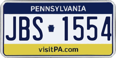 PA license plate JBS1554