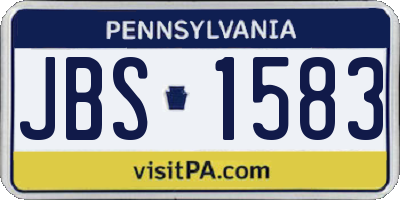PA license plate JBS1583