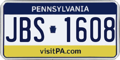 PA license plate JBS1608