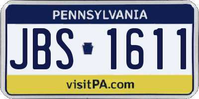 PA license plate JBS1611