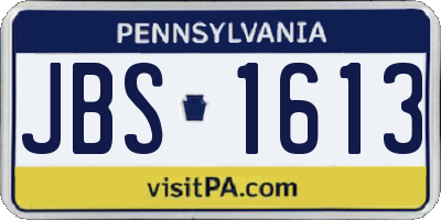 PA license plate JBS1613