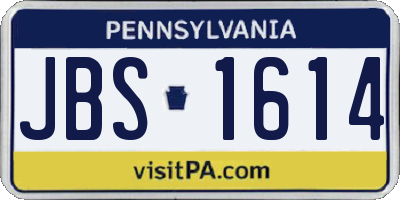 PA license plate JBS1614