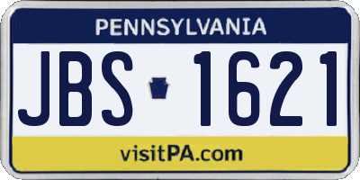 PA license plate JBS1621
