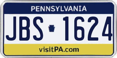 PA license plate JBS1624