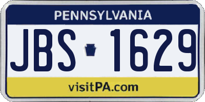 PA license plate JBS1629