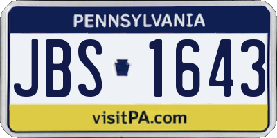 PA license plate JBS1643