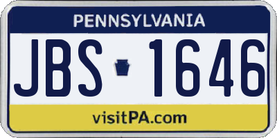 PA license plate JBS1646