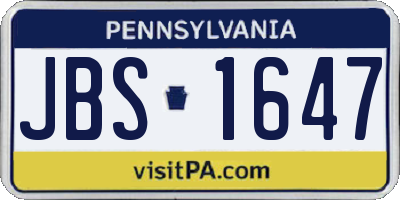 PA license plate JBS1647