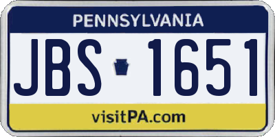 PA license plate JBS1651