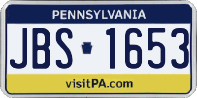 PA license plate JBS1653