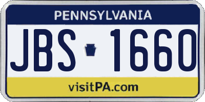 PA license plate JBS1660