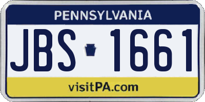 PA license plate JBS1661