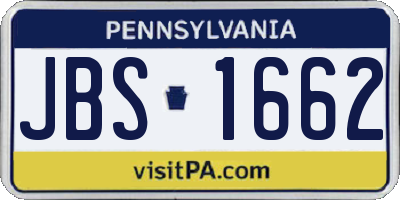 PA license plate JBS1662