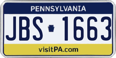 PA license plate JBS1663