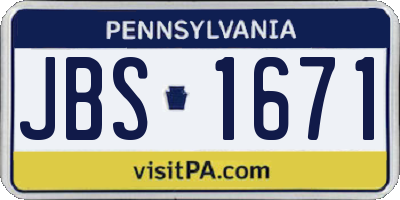 PA license plate JBS1671