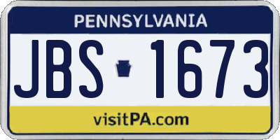 PA license plate JBS1673