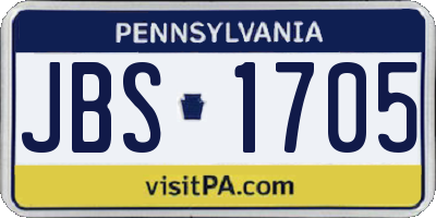 PA license plate JBS1705