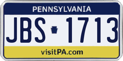 PA license plate JBS1713