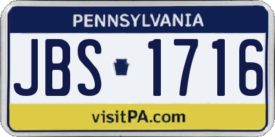 PA license plate JBS1716