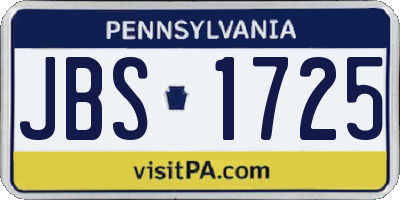 PA license plate JBS1725