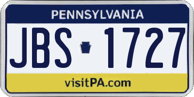 PA license plate JBS1727