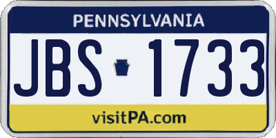 PA license plate JBS1733