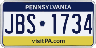 PA license plate JBS1734