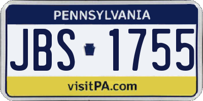 PA license plate JBS1755