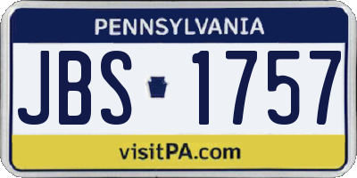 PA license plate JBS1757