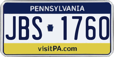 PA license plate JBS1760