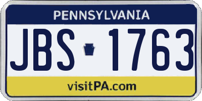 PA license plate JBS1763