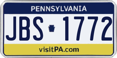PA license plate JBS1772