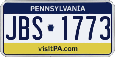 PA license plate JBS1773