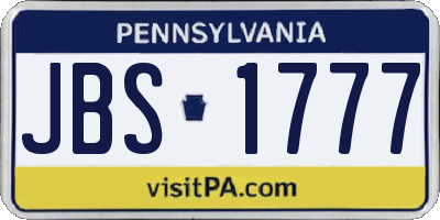 PA license plate JBS1777