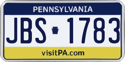 PA license plate JBS1783