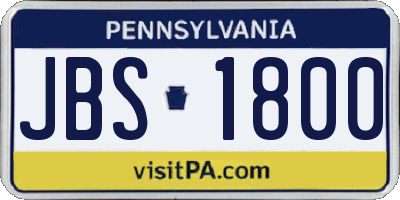 PA license plate JBS1800