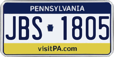 PA license plate JBS1805