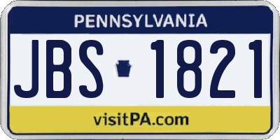 PA license plate JBS1821