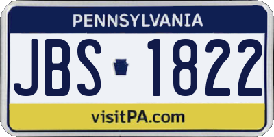 PA license plate JBS1822