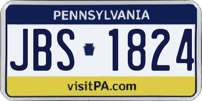 PA license plate JBS1824