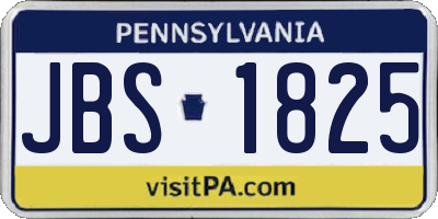 PA license plate JBS1825