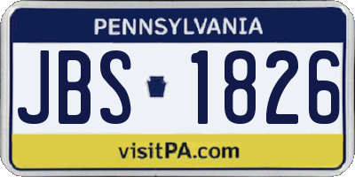 PA license plate JBS1826
