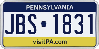PA license plate JBS1831
