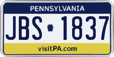 PA license plate JBS1837