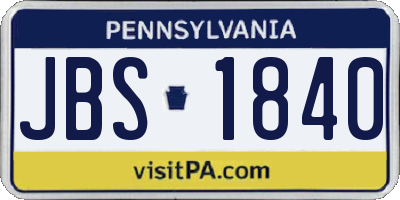 PA license plate JBS1840