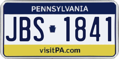 PA license plate JBS1841