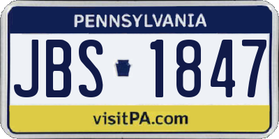 PA license plate JBS1847